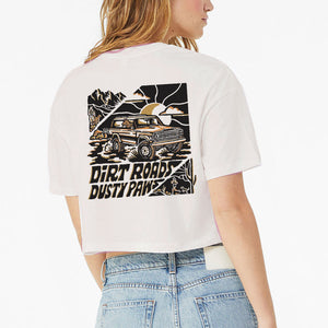 Dirt Roads Dusty Paws Women's Crop Tee | Multiple Colors