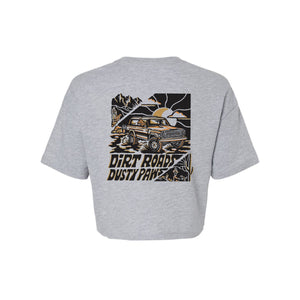Dirt Roads Dusty Paws Women's Crop Tee | Multiple Colors