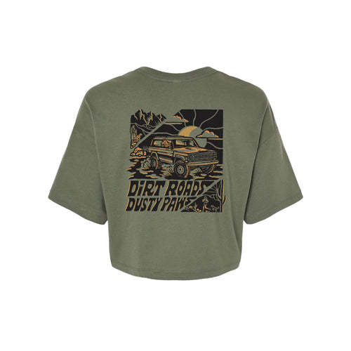 Dirt Roads Dusty Paws Women's Crop Tee | Multiple Colors