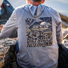 Load image into Gallery viewer, Dirt Roads Dusty Paws Hooded Long Sleeve | Gray Heather