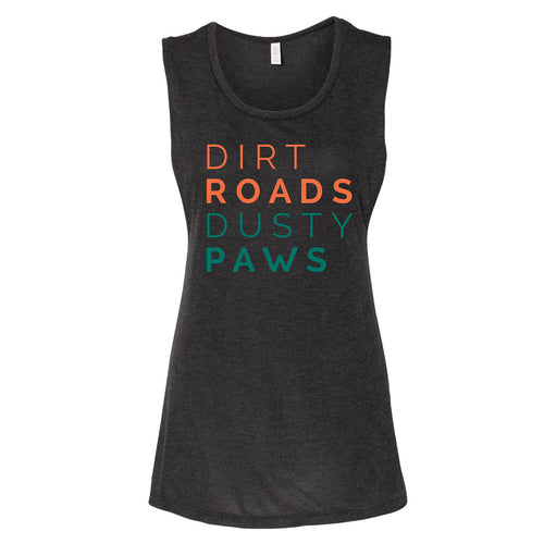 Dirt Roads Dusty Paws™ Flowy Muscle Tank | Black Marble