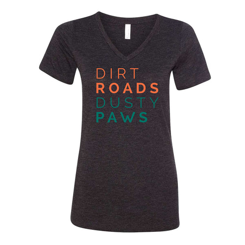 Dirt Roads Dusty Paws™ Women's VNeck Tee | Multiple Colors