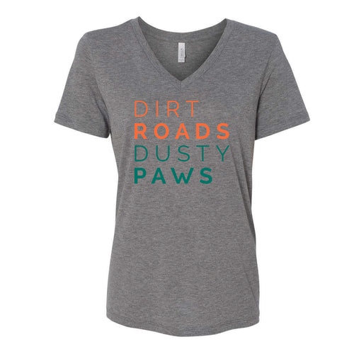 Dirt Roads Dusty Paws™ Women's VNeck Tee | Heather Gray