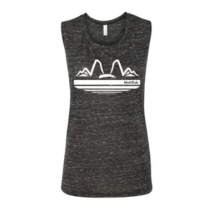 Mutts and Mountains Flowy Muscle Tank | Black Marble