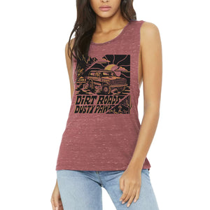 Dirt Roads Dusty Paws Women's Flowy Muscle Tank | Multiple Colors