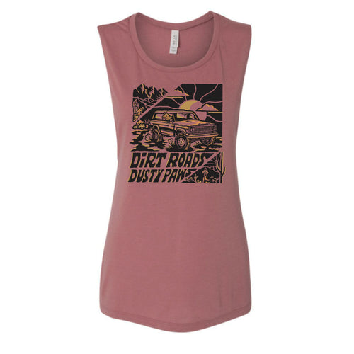 Dirt Roads Dusty Paws Women's Flowy Muscle Tank | Multiple Colors